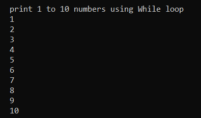 while Loops in C output picture