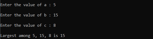 largest of three numbers in c largest of three numbers in c