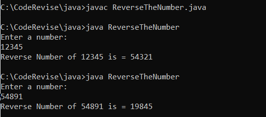 Reverse the Number in Java