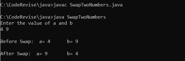 Swap Two Numbers In Java - Code Revise